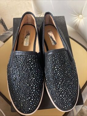 INC International Concepts Black Crystal Slip-On Loafers - women’s